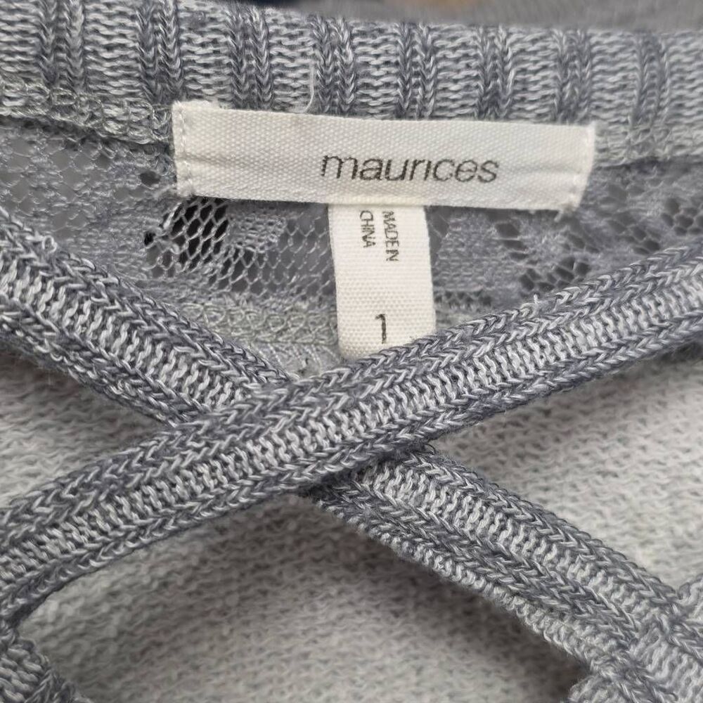 Maurices 1X Gray Lace Trim V-Neck Sweater - Picture 5 of 8